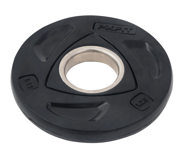 Олимпийский диск PX-SPORT, 1.25 кг, обрезиненный, черный с цветной вставкой