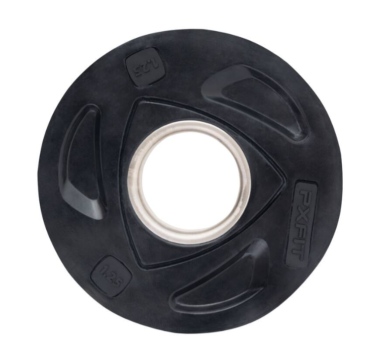 Олимпийский диск PX-SPORT, 1.25 кг, обрезиненный, черный с цветной вставкой