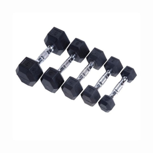 Гантель гексагональная обрезиненная 47,5 кг, пара